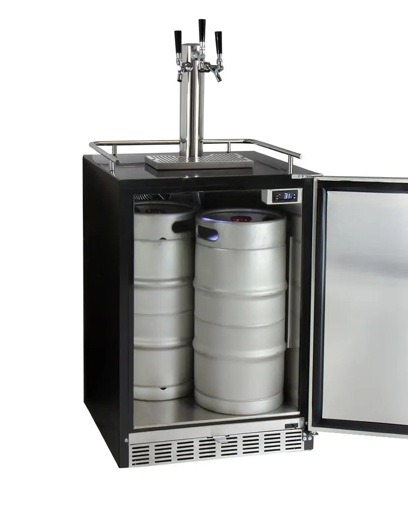 Kegco 24" Wide Dual Tap Stainless Steel Commercial Kegerator - ICHK38BSU-2