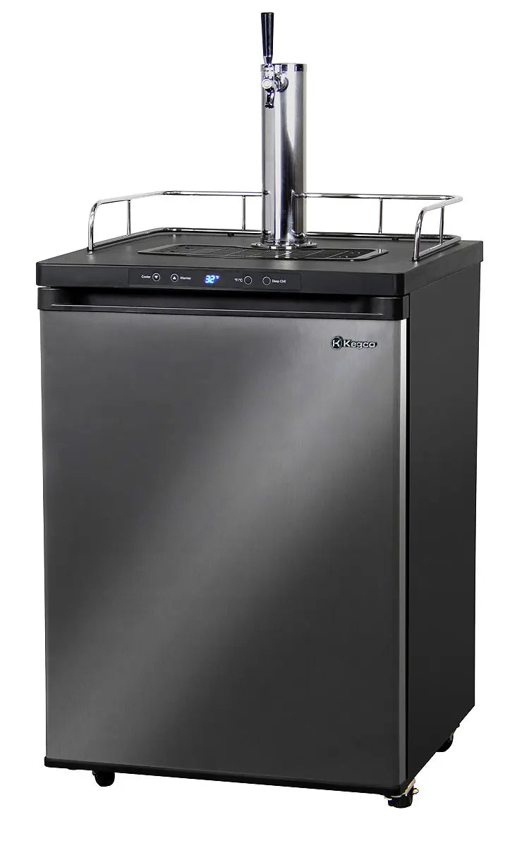 Kegco 24" Single Tap Black Stainless Steel Digital Kegerator - HBK309X-1NK