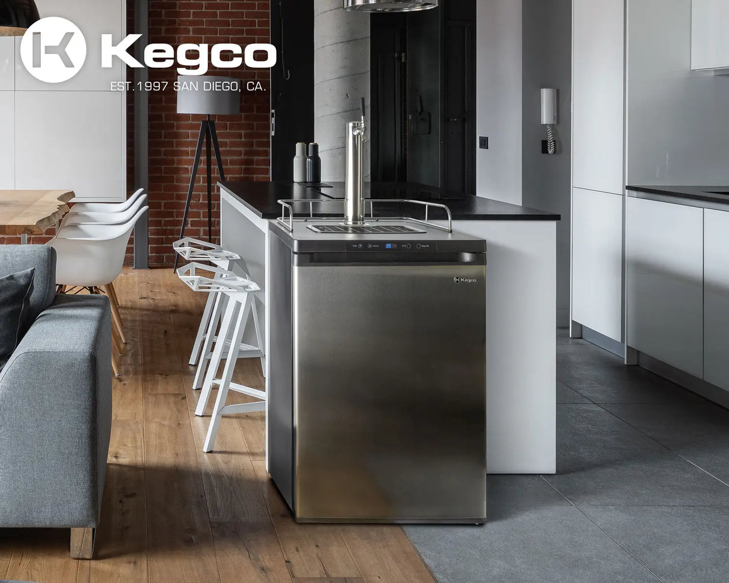 Kegco 24" Wide Single Tap Black Stainless Steel Digital Kegerator - K309X-1NK