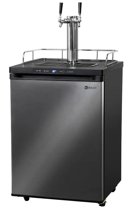 Kegco 24" Wide Dual Tap Black Stainless Steel Digital Kegerator - K309X-2NK