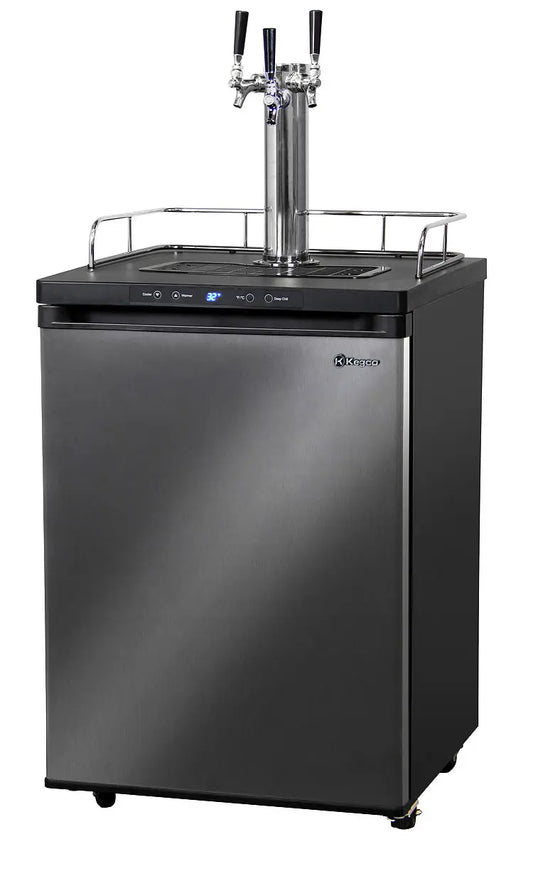 Kegco 24" Wide Triple Tap Black Stainless Steel Digital Kegerator - K309X-3NK