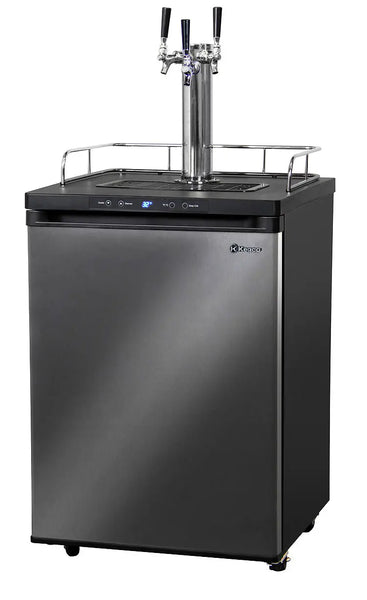 Kegco 24 Wide Triple Tap Black Stainless Steel Digital Kegerator - K309X-3NK