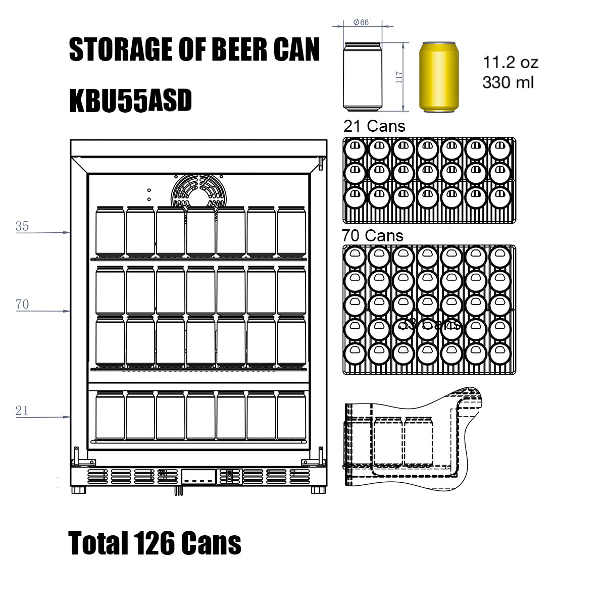 24 Inch Outdoor Beer Fridge Cooler Stainless Steel - KBU55ASD