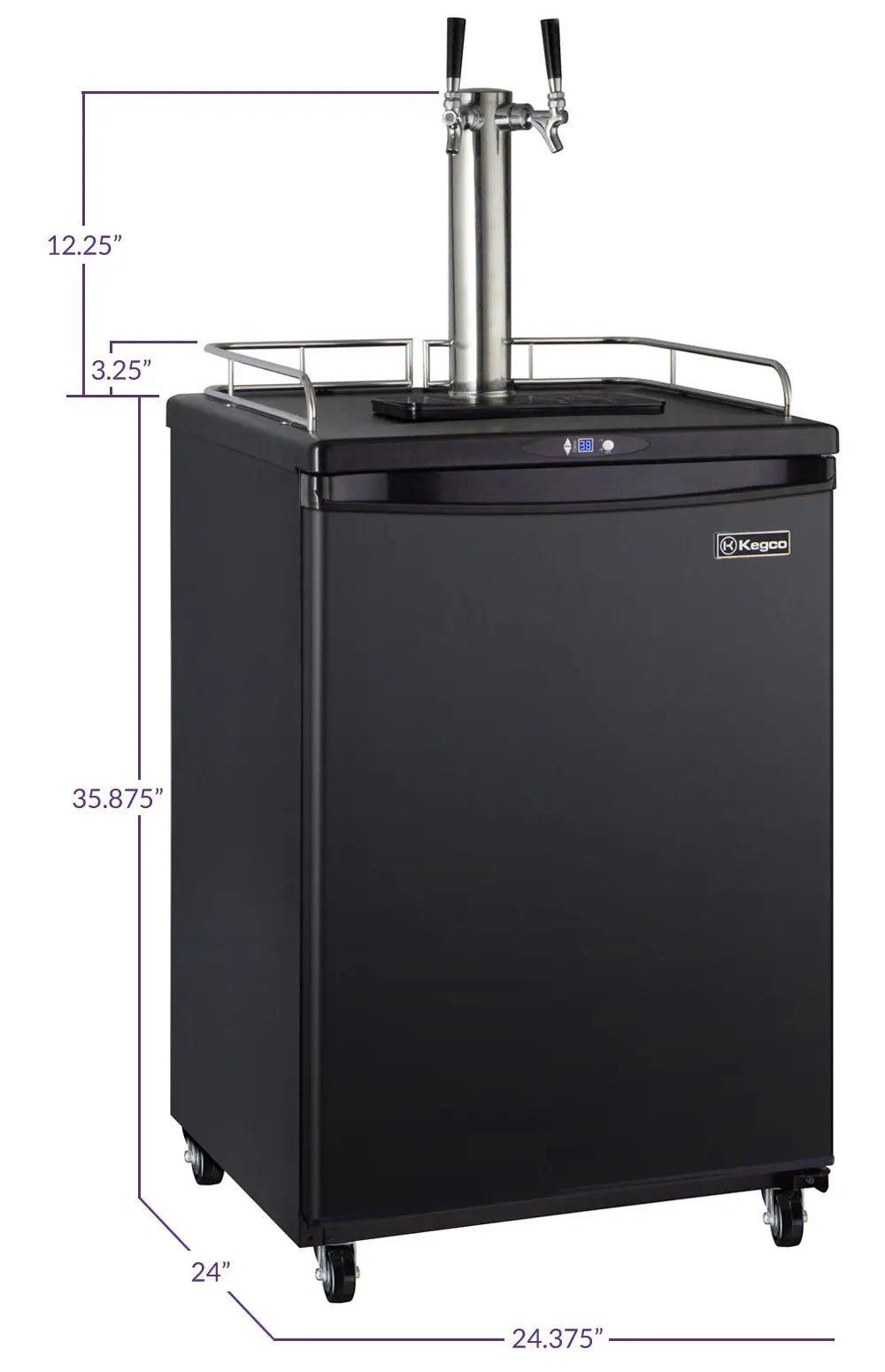 Kegco 24" Wide Dual Tap Black Commercial/Residential Kegerator - ICZ163B-2NK