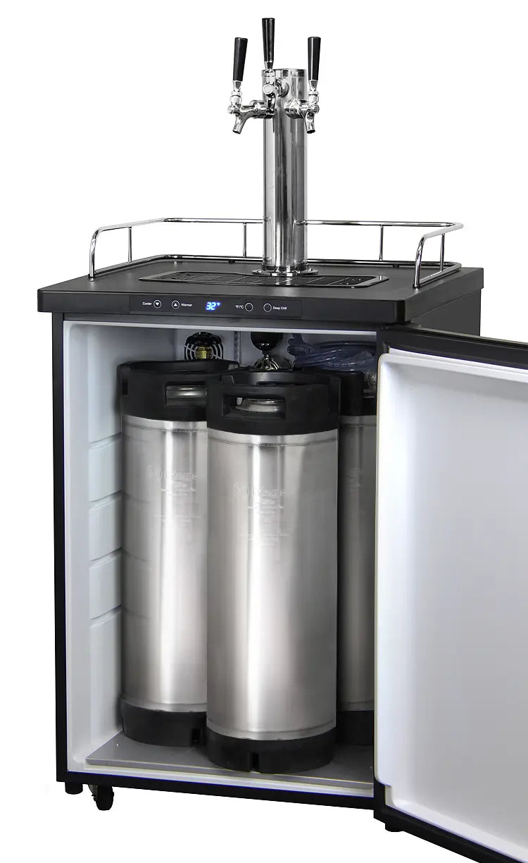 Kegco 24" Wide Homebrew Triple Tap Black Digital Kegerator - HBK309B-3NK