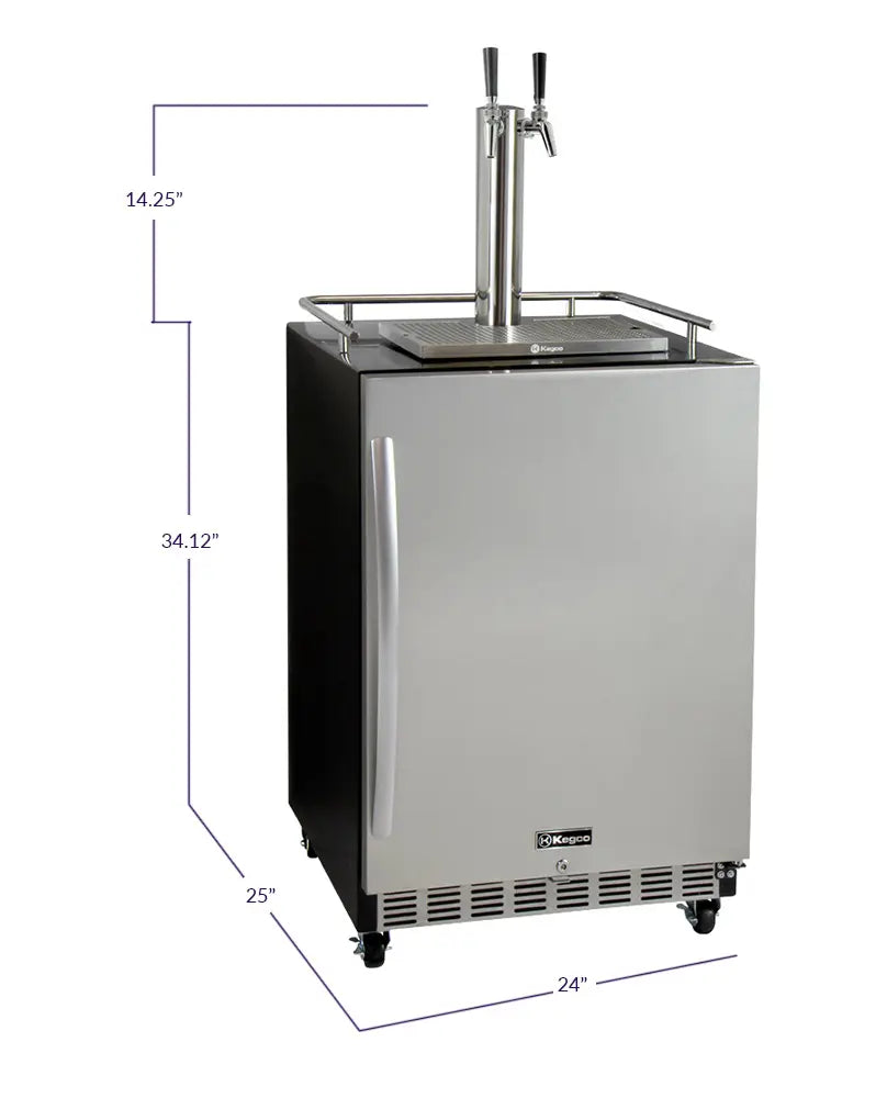 Kegco 24" Wide Dual Tap Stainless Steel Kegerator - HK38BSC-L-2