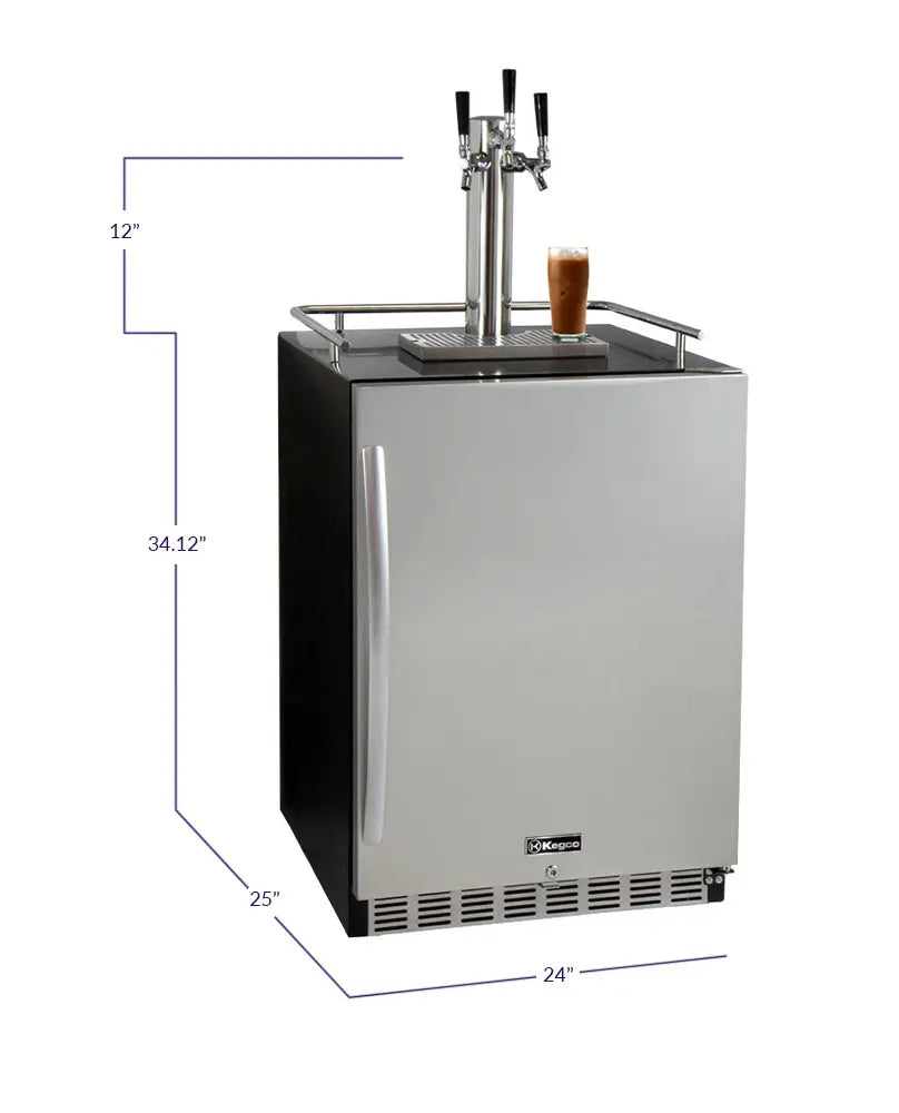 Kegco 24" Wide Dual Tap Stainless Steel Commercial Kegerator - ICHK38BSU-2