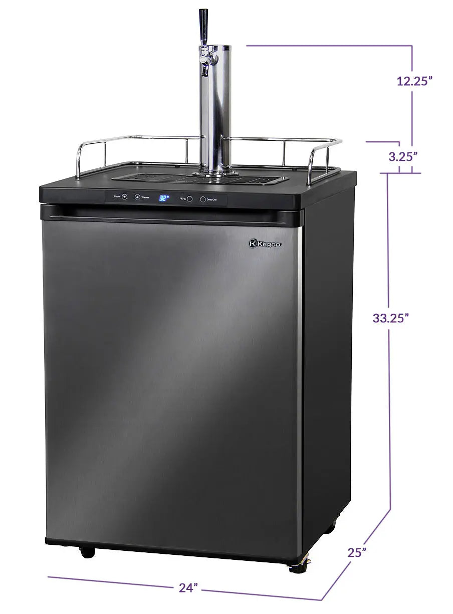 Kegco 24" Single Tap Black Stainless Steel Digital Kegerator - HBK309X-1NK