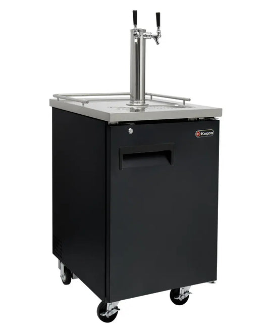 Kegco 24" Wide Dual Tap Black Commercial Kegerator with Kegs - HBK1XB-2K