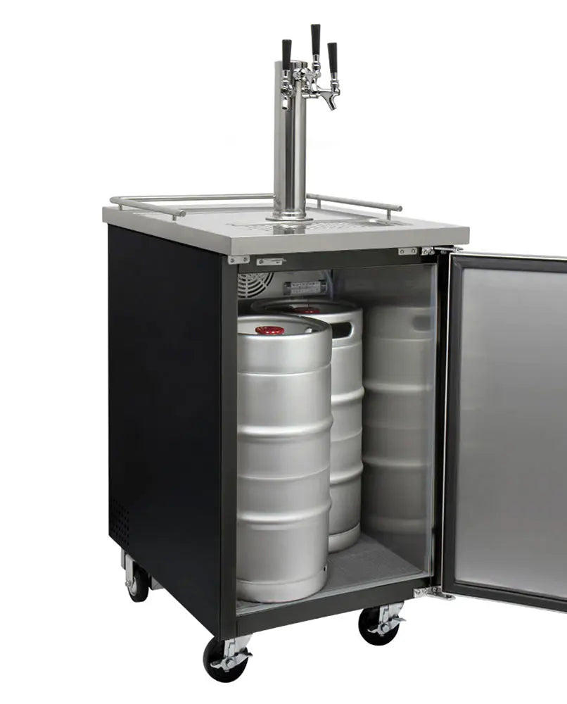 Kegco 24" Wide Kombucha Triple Tap Black Commercial Kegerator - KOMC1B-3