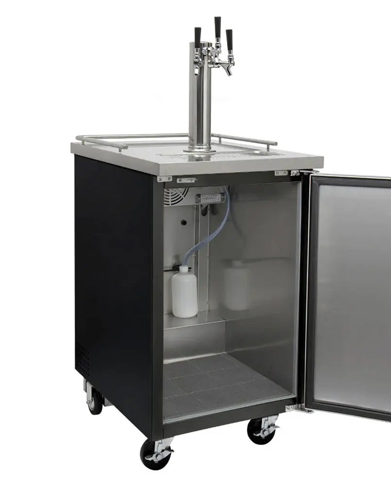 Kegco 24" Wide Kombucha Triple Tap Black Commercial Kegerator - KOMC1B-3