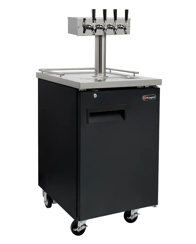 Kegco 24" Wide Four Tap Black Commercial Kegerator - HBK1XB-4