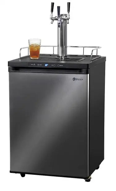 Kegco 24" Wide Kombucha Triple Tap Black Stainless Steel Digital Kegerator - KOM30X-3NK